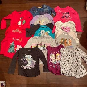 Lot of 13 Girls size 5T long sleeve shirts